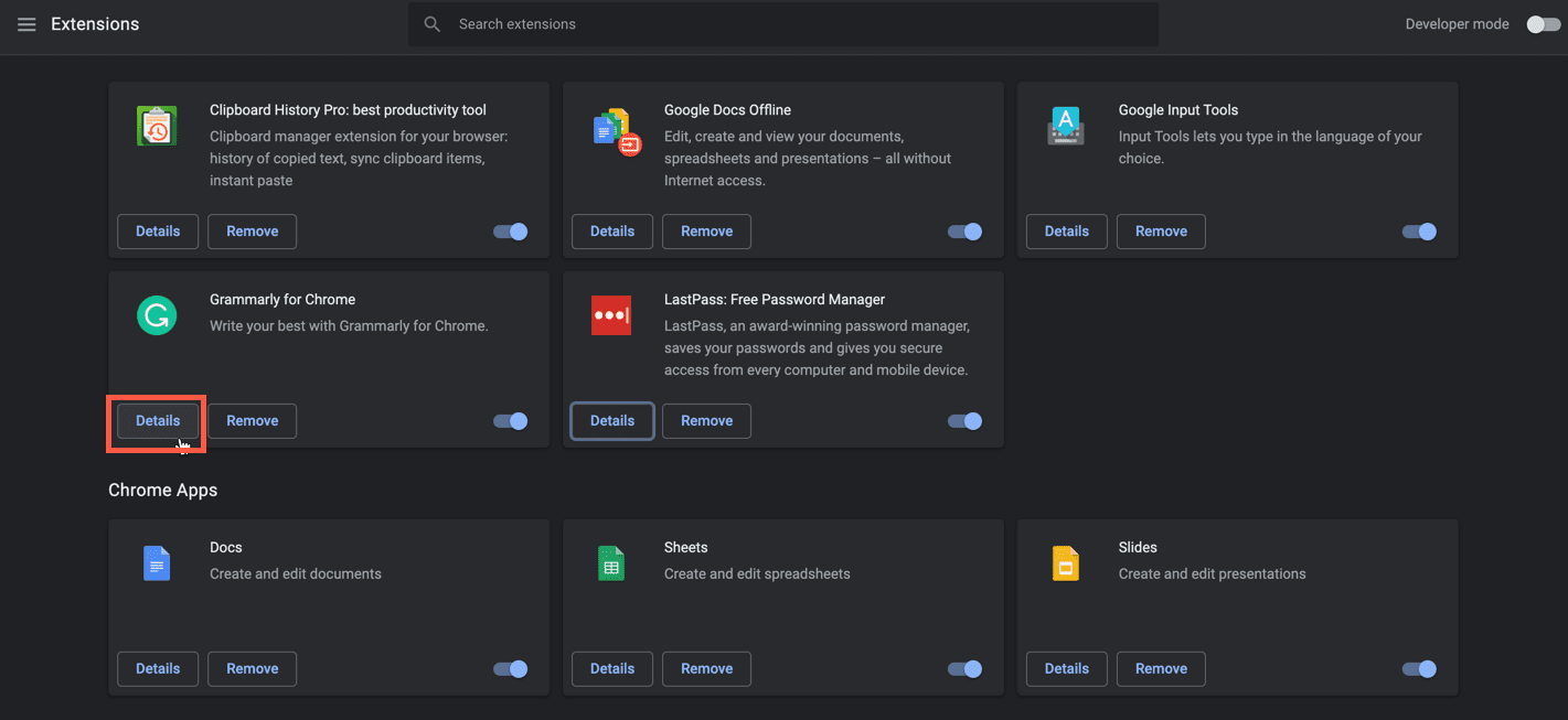 extensions in incognito window