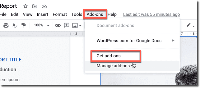 get add-ons google docs