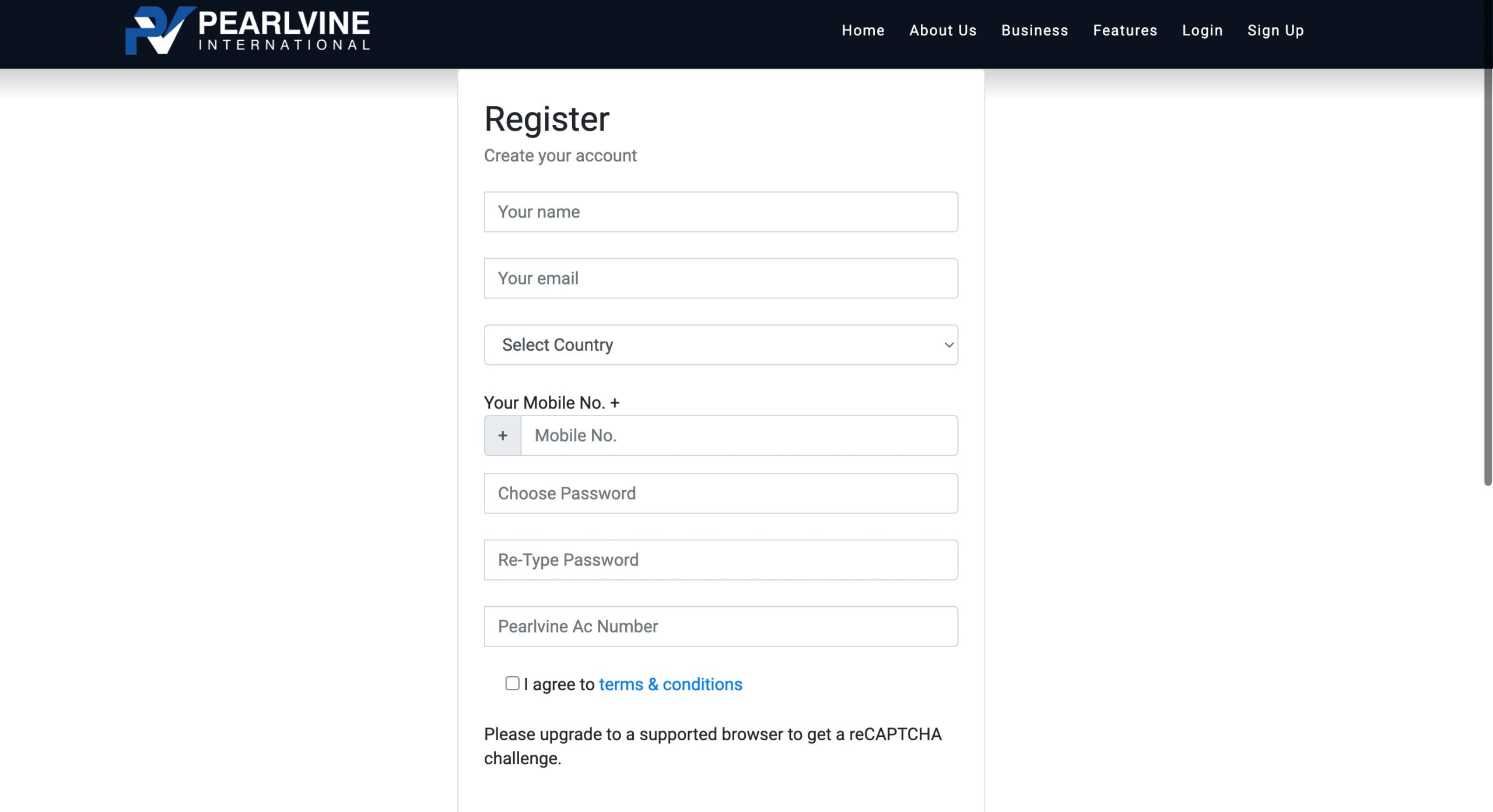 register on pearlvine com